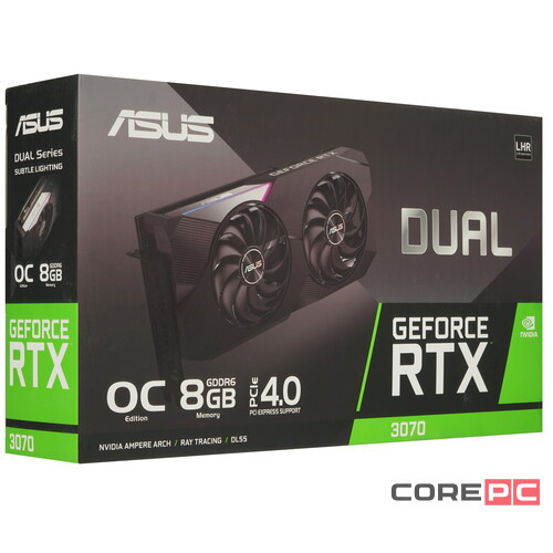 Видеокарта ASUS (DUAL-RTX3070-O8G-V2) GeForce RTX 3070 8GB DUAL OC V2 90YV0FQC-M0NA00