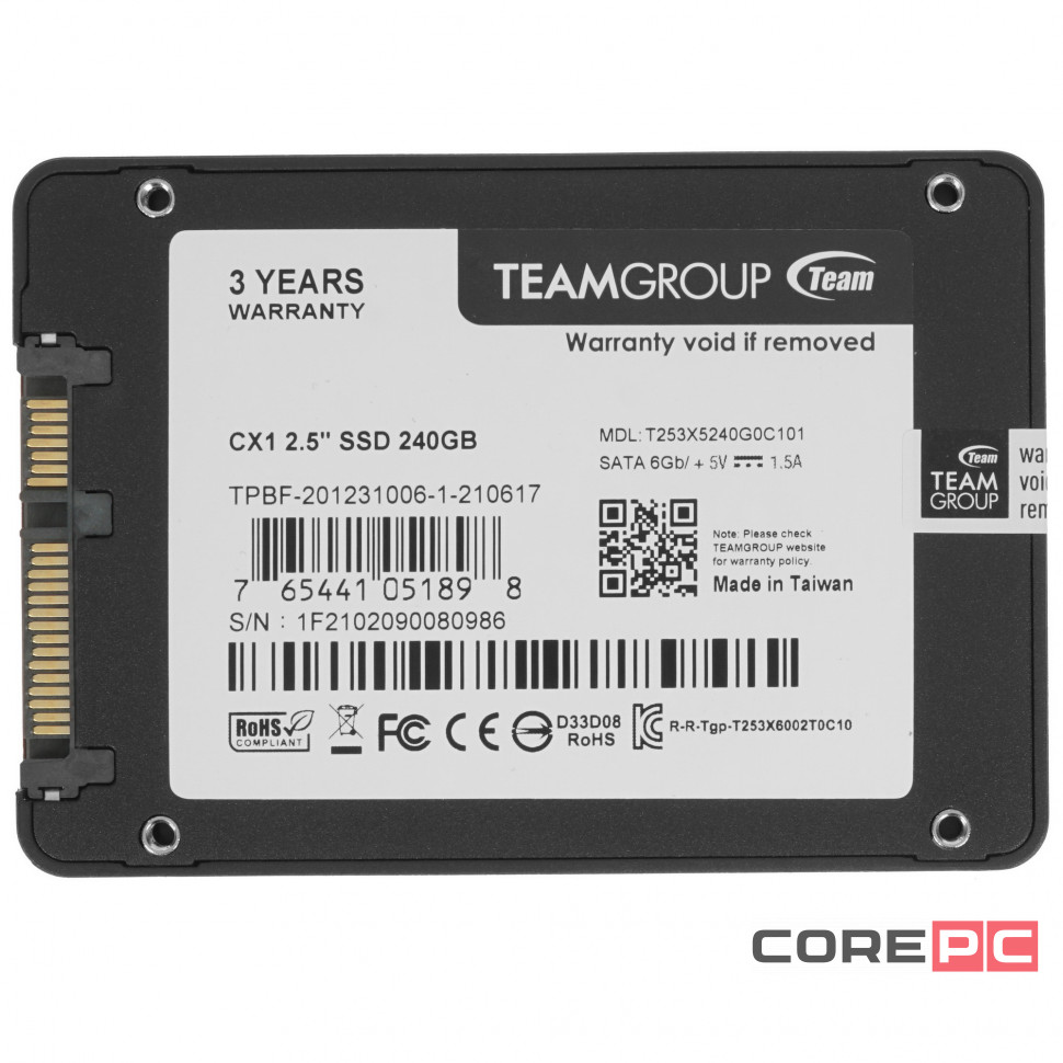 Твердотельный накопитель Team Group 240 Gb CX1 Client SSD (T253X5240G0C101)