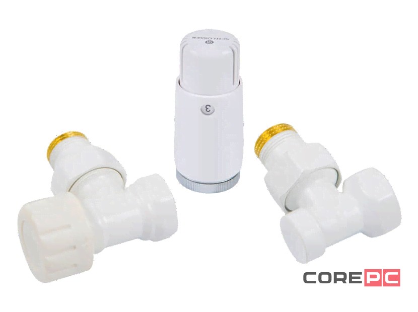 Комплект подключения угловой STANDARD MINI 1/2quot; (белый) с термоголовкой MINI DIAMANT М30х1,5