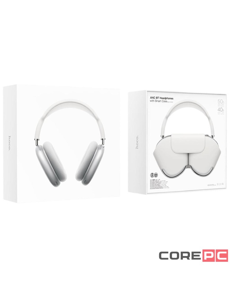 Стереонаушники Bluetooth полноразмерные Hoco W58 BT5.4/ANC/500mAh серебристые