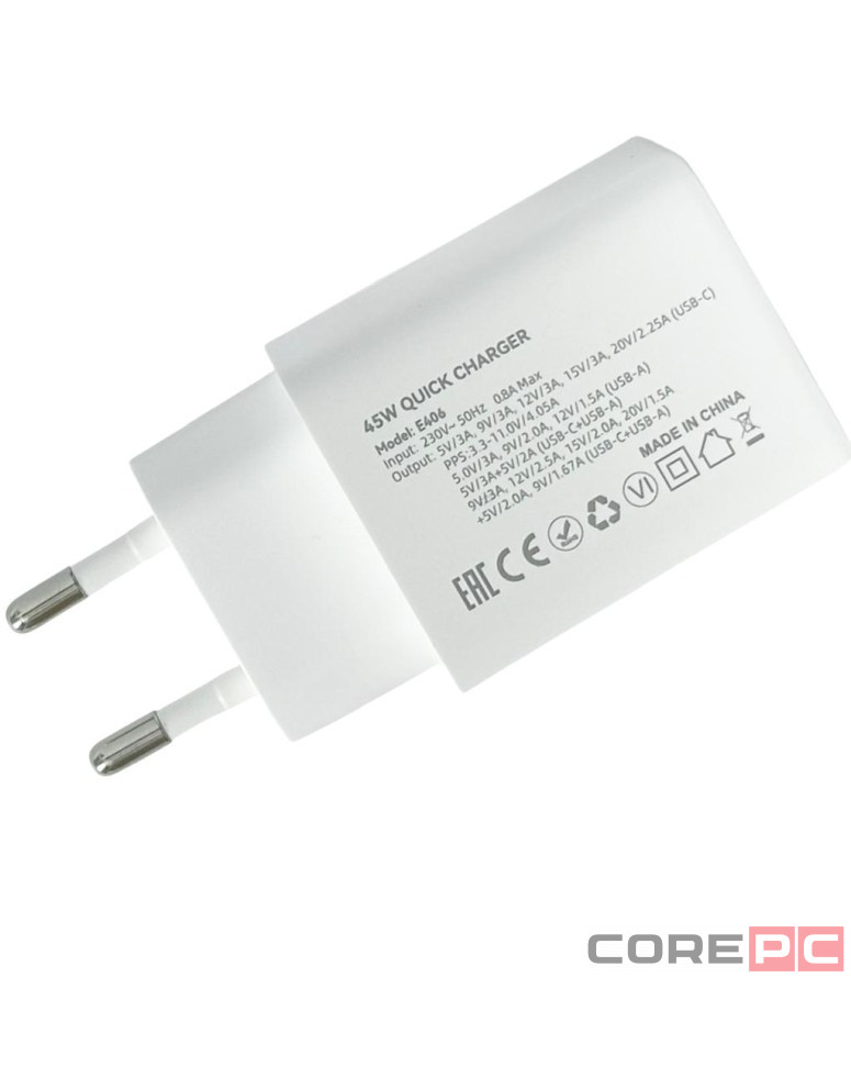Сетевое зарядное устройство EOFE E402 1C/1USB 45W белое