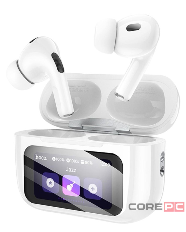 Беспроводные наушники Hoco EW72 Lite в кейсе с сенсорным экраном белые