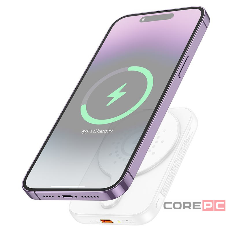Powerbank с беспроводной зарядкой Hoco J117 Magnetic Wireless 5000mAh 20W белый