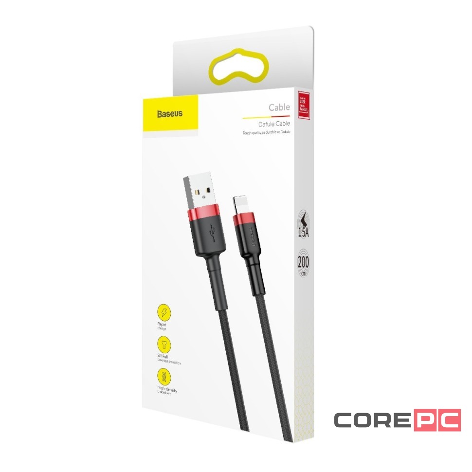 Usb Кабель-зарядка Lightning Baseus Cafule 2м (CALKLF-C19) 1.5A черно-красный