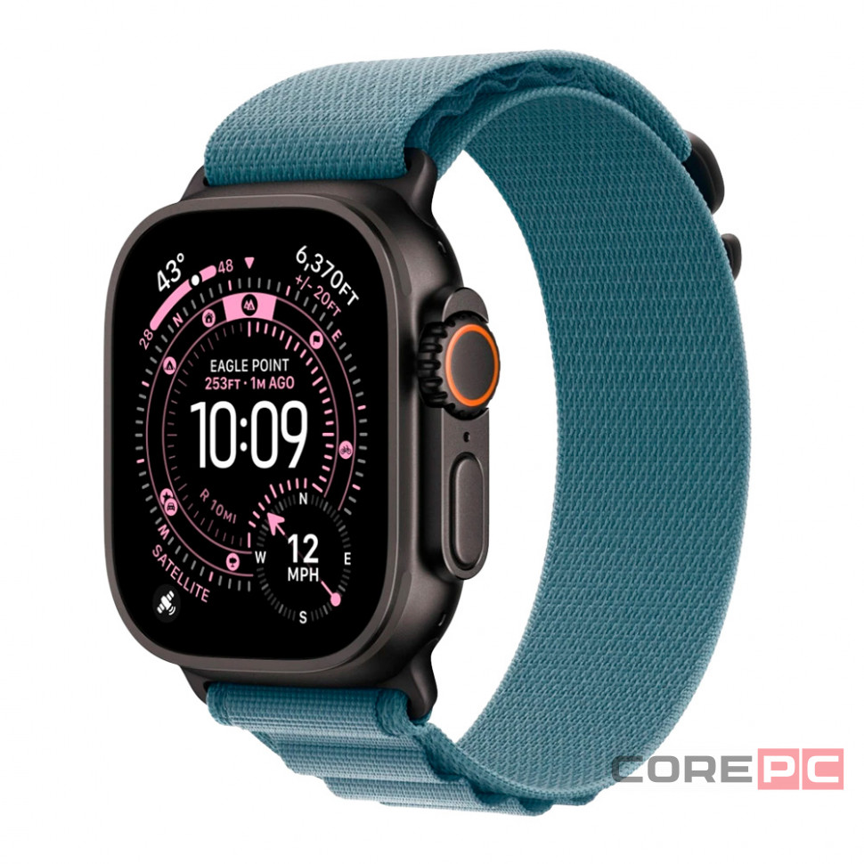 Apple Watch Ultra 3 49mm Black Titanium Case with Light Blue Alpine Loop (M)