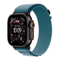 Apple Watch Ultra 3 49mm Black Titanium Case with Light Blue Alpine Loop (M)