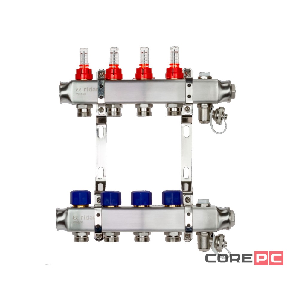 Комплект коллекторов РИДАН SSM-12RF set с расход.,кроншт.,руч.воздух.,слив.кран. и торц.заглуш.