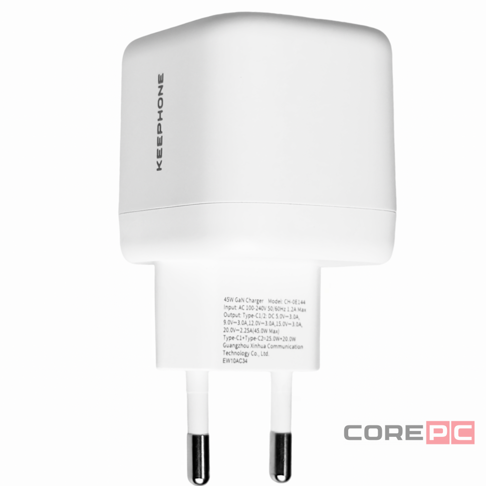 Сетевое зар. устр. Keephone Speedy 2C Gan 45W белое
