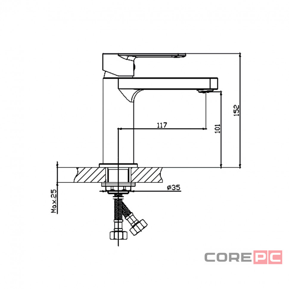 Смеситель для раковины Haiba HB10617, рычажное управление, цвет хром