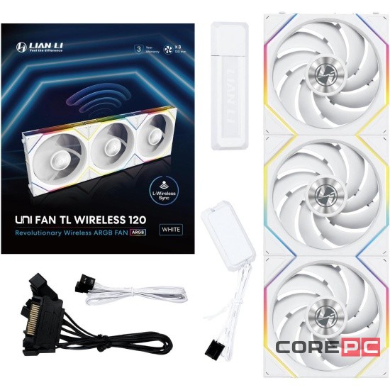 Комплект вентиляторов для корпуса Lian Li UNI FAN TL WIRELESS 120 12TL1W3W WHITE (G99.12TL1W3W.R0)