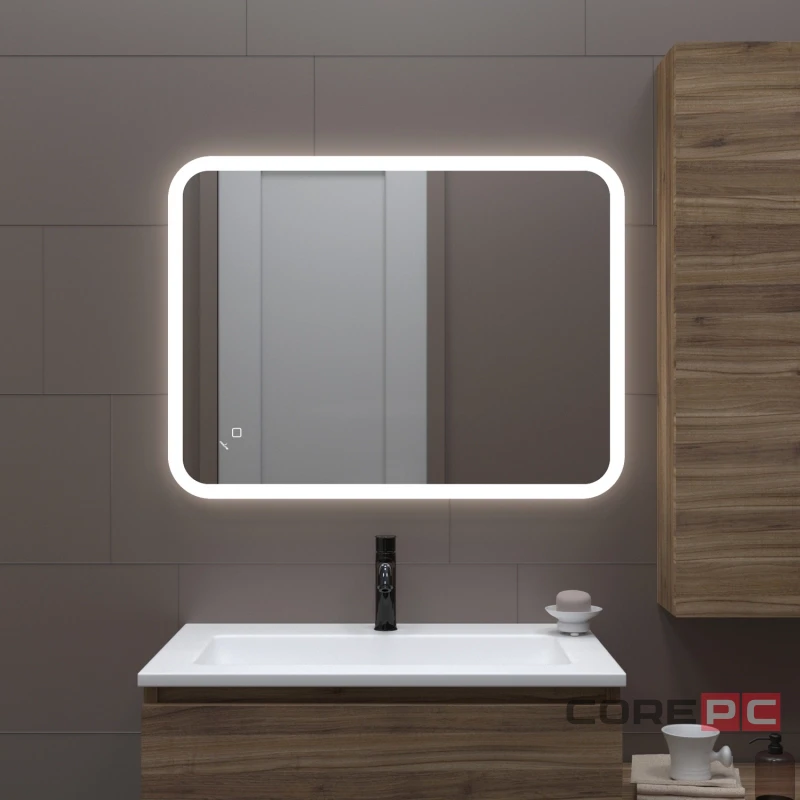 Зеркало MIXLINE Колорит ЭКОНОМ 600х800 (ШВ) сенсор выкл,светодиод подсв,универс.крепеж,без короба