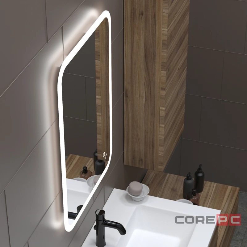 Зеркало MIXLINE Колорит ЭКОНОМ 600х800 (ШВ) сенсор выкл,светодиод подсв,универс.крепеж,без короба