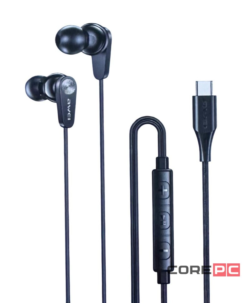 Стереонаушники Awei PC-21T с микрофоном Type-C 1.2м черные