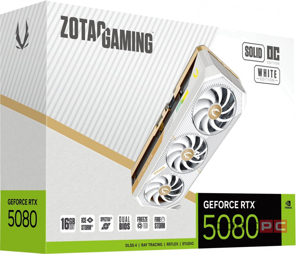 Видеокарта ZOTAC (ZT-B50800Q-10P) GeForce RTX 5080 16GB SOLID WHITE ED OC