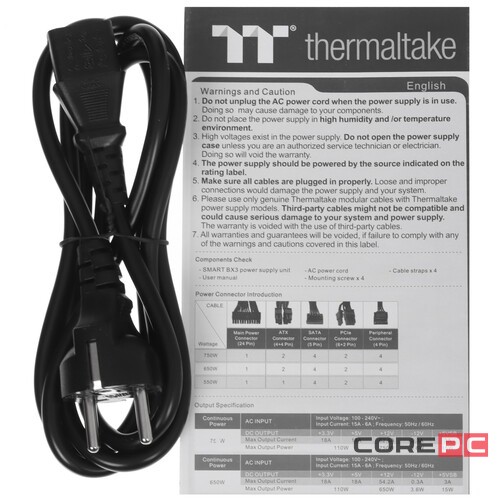 Блок питания Thermaltake 750W Smart BX3 750 (PS-SPD-0750NNFABx-3/PS-SPD-0750NNFABE-3)