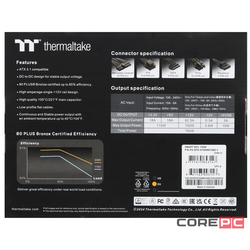 Блок питания Thermaltake 750W Smart BX3 750 (PS-SPD-0750NNFABx-3/PS-SPD-0750NNFABE-3)