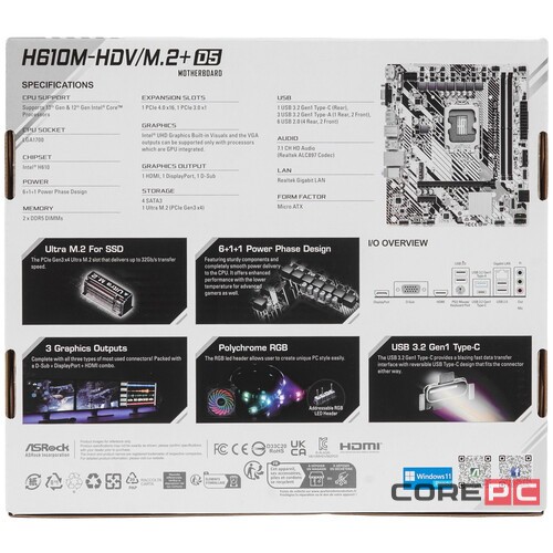 Материнская плата AsRock H610M-HDV/M.2+ D5