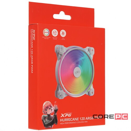 Вентилятор для корпуса ADATA XPG HURRICANE 120 ARGB White HURRICANE120ARGBPWM-WHCWW PWM