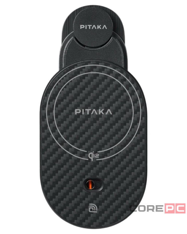 Держатель в воздуховод с беспроводной зарядкой Pitaka Magez Car Mount Pro 2 Qi2 черный