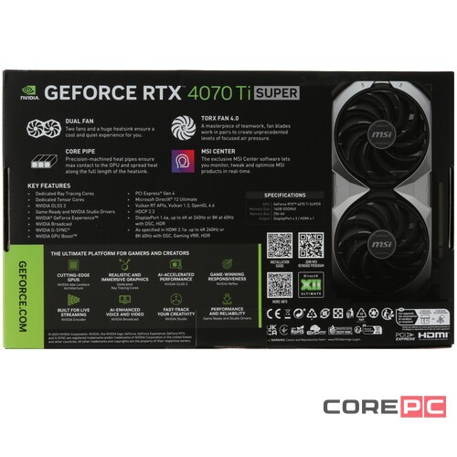 Видеокарта MSI (RTX 4070 Ti SUPER 16G VENTUS 2X OC) GeForce RTX 4070 Ti SUPER 16GB VENTUS 2X OC