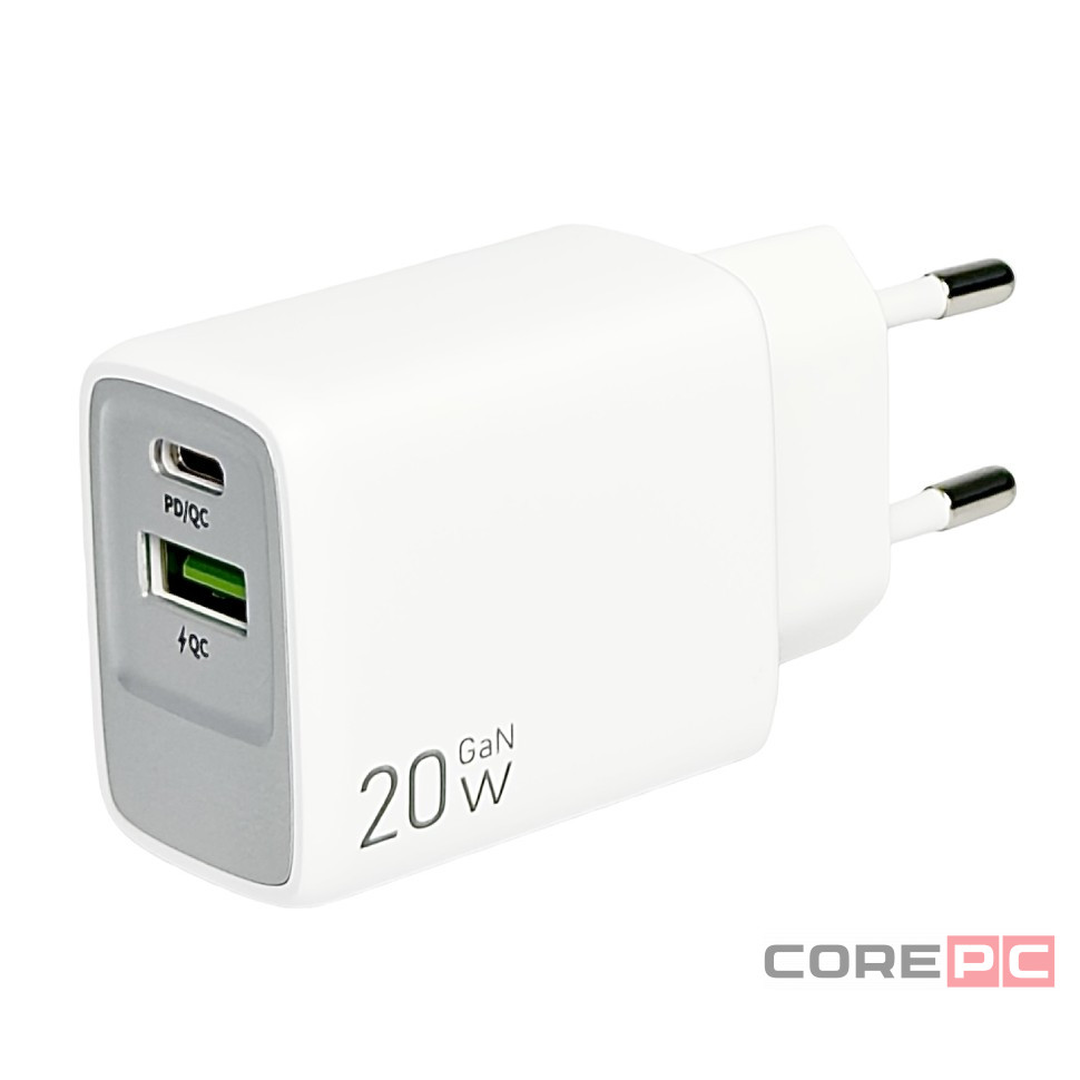 Сетевое зар. устр. Keephone Booster 1USB+1C Gan 20W белое