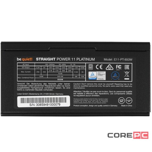 Блок питания Be Quiet! 850W STRAIGHT POWER 11 PLATINUM BN308