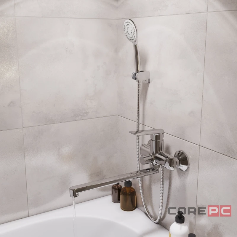 Смеситель для ванны и раковины MIXLINE МЛ29-02/ML29-02, рычажное управление, цвет хром