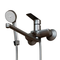 Смеситель для ванны и раковины MIXLINE МЛ15-02 ГРАФИТ, рычажное управление, цвет графит