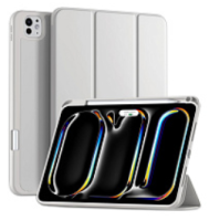 Чехол-книжка Mosbros для Apple iPad Pro 13 (2024) (полиуретан с подставкой/отсек для стилуса) (серый)