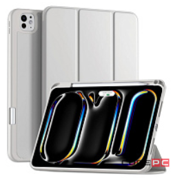 Чехол-книжка Mosbros для Apple iPad Pro 13 (2024) (полиуретан с подставкой/отсек для стилуса) (серый)