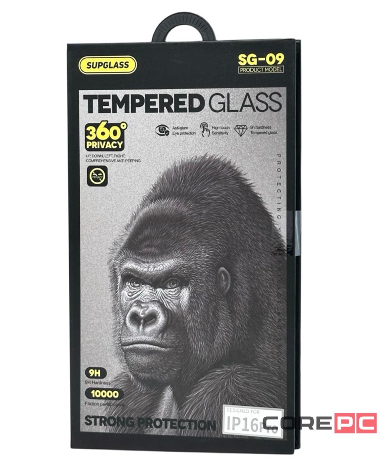 Защитное стекло для i-Phone 16 Pro Supglass SG-09 Антишпион чёрное