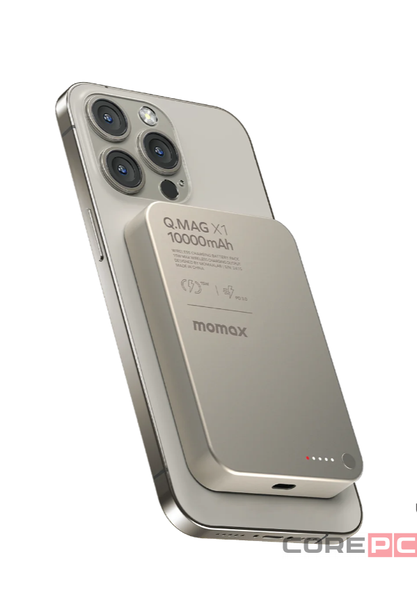 Powerbank магнитный с MagSafe Momax Q. Mag X1 10000mAh IP117AE Титан