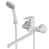 Смеситель для ванны и раковины MIXLINE МЛ15-02 БЕЛЫЙ, рычажное управление, цвет белый