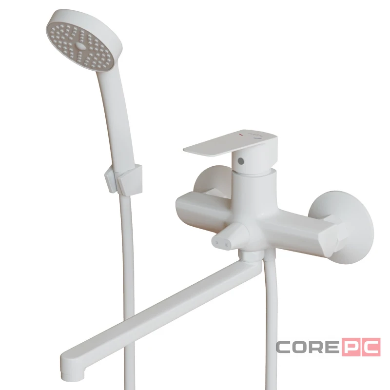 Смеситель для ванны и раковины MIXLINE МЛ15-02 БЕЛЫЙ, рычажное управление, цвет белый