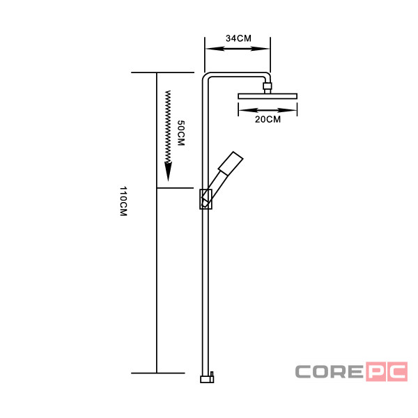 Душевой гарнитур MIXLINE МЛ 2400 (ML 2400), БЕЗ смесителя, лейка тропический душ, хром