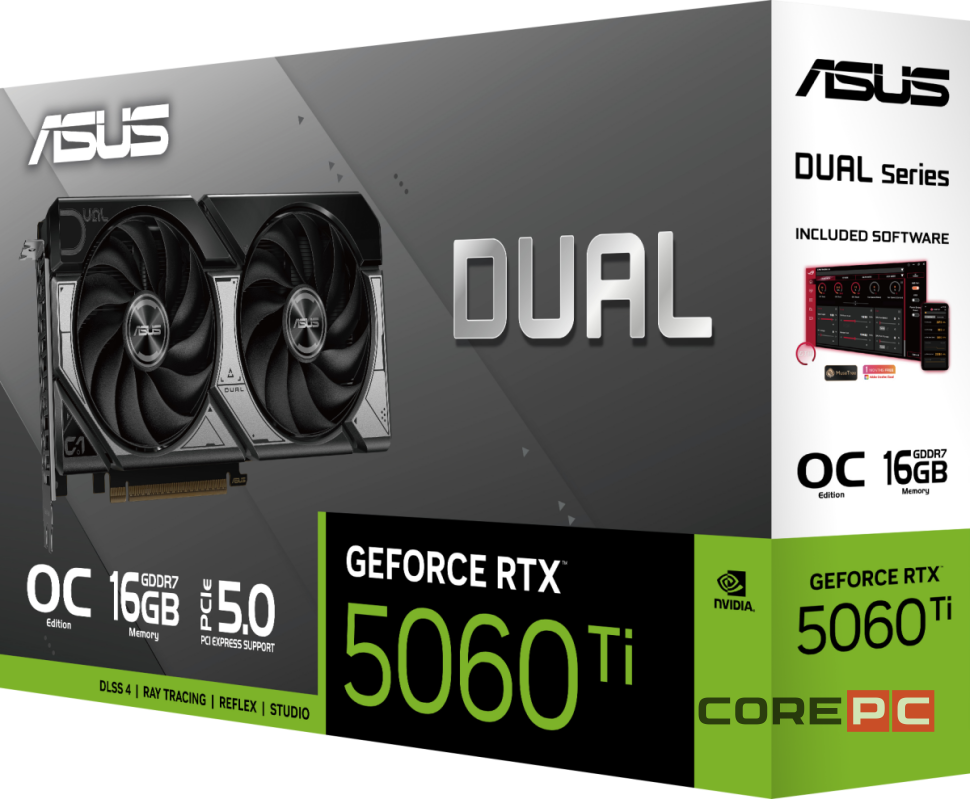 Видеокарта ASUS (DUAL-RTX5060TI-O16G) GeForce RTX 5060 Ti 16GB DUAL OC (90YV0MH0-M0NA00)