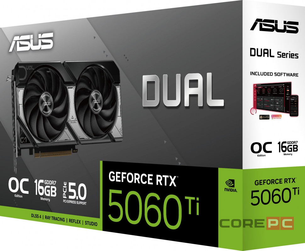 Видеокарта ASUS (DUAL-RTX5060TI-O16G) GeForce RTX 5060 Ti 16GB DUAL OC (90YV0MH0-M0NA00)