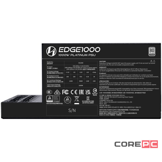 Блок питания Lian Li 1000W EG1000 Black (G9P.EG1000.BE00.RU) 16 Pin (PCIe 5.1 Connector Cable Details)