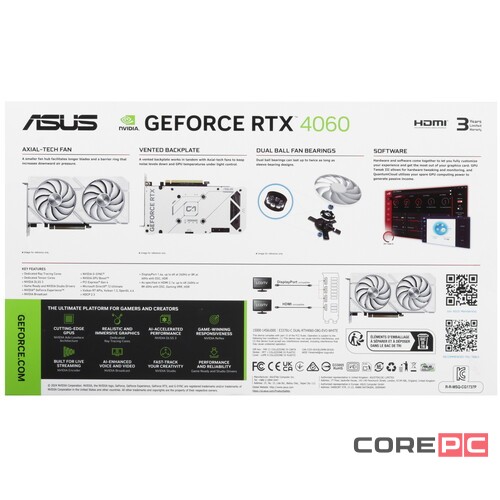 Видеокарта ASUS (DUAL-RTX4060-O8G) GeForce RTX 4060 8GB 90YV0JC0-M0NA00
