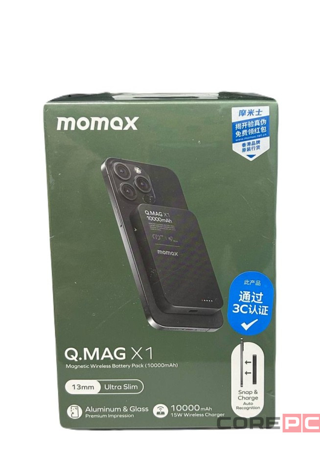 Powerbank магнитный с MagSafe Momax Q. Mag X1 10000mAh IP117AD черный