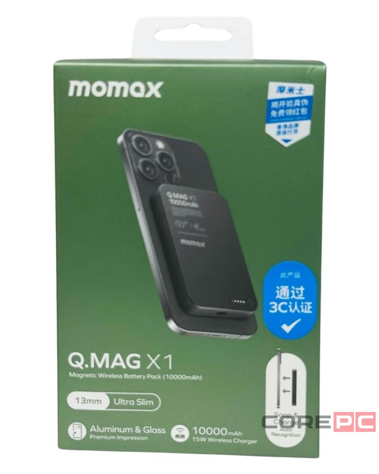Powerbank магнитный с MagSafe Momax Q. Mag X1 10000mAh IP117AD черный