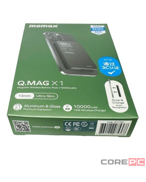 Powerbank магнитный с MagSafe Momax Q. Mag X1 10000mAh IP117AD черный