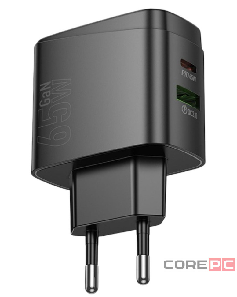 Сетевое зар. устр. Hoco CS63A 1USB/1C 65W черное