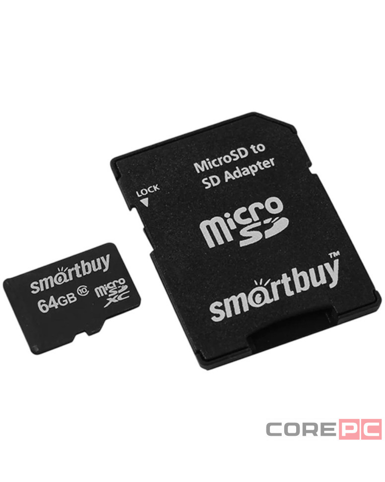 micro SDXC карта памяти Smartbuy 64GB Class 10 (с адаптером SD)