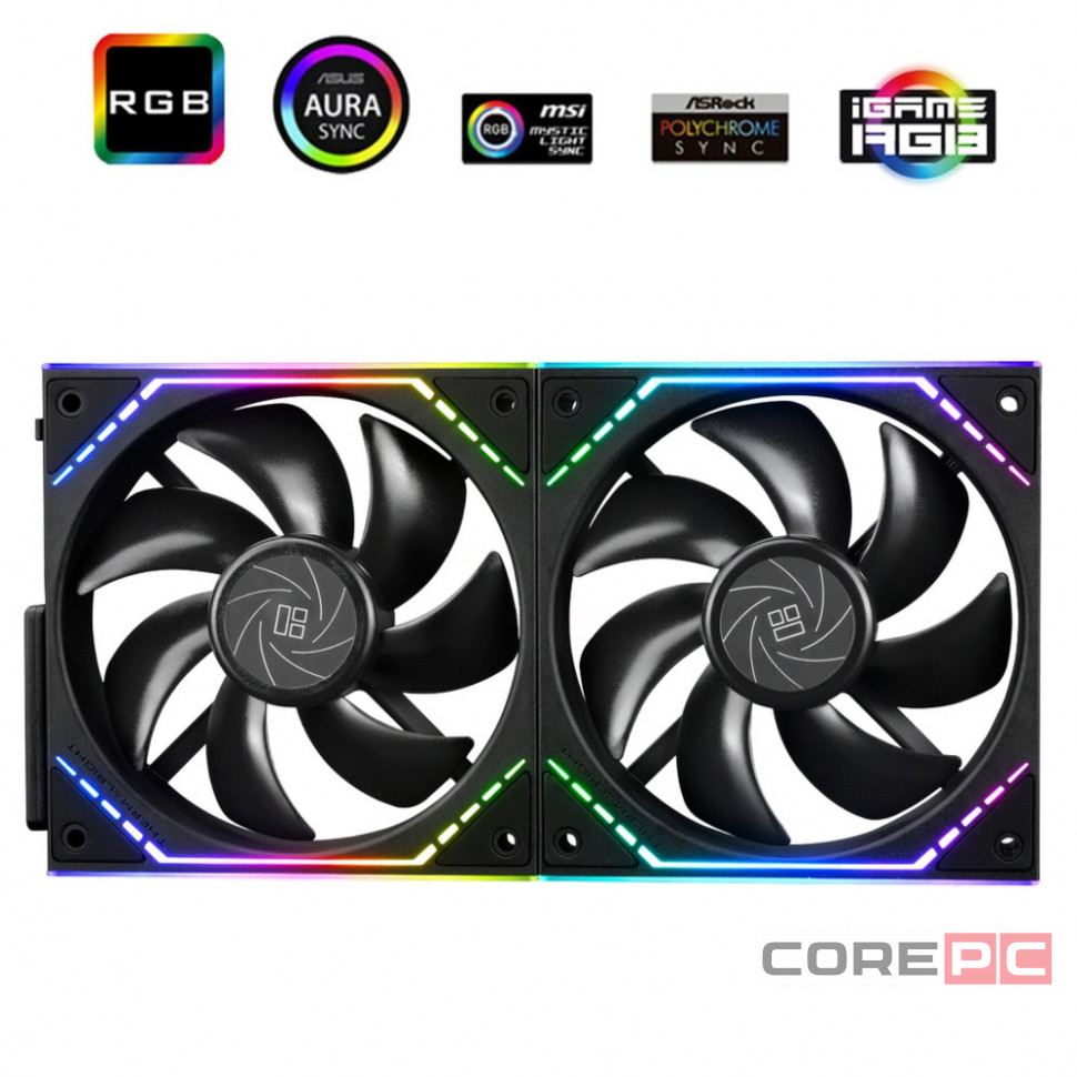 Комплект вентиляторов для корпуса Thermalright TL-M12Q X2 ARGB Black (TRTLM12QX2.2P)