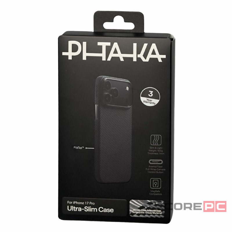 Накладка для i-Phone 17 Pro Pitaka Ultra Slim case черно-серая