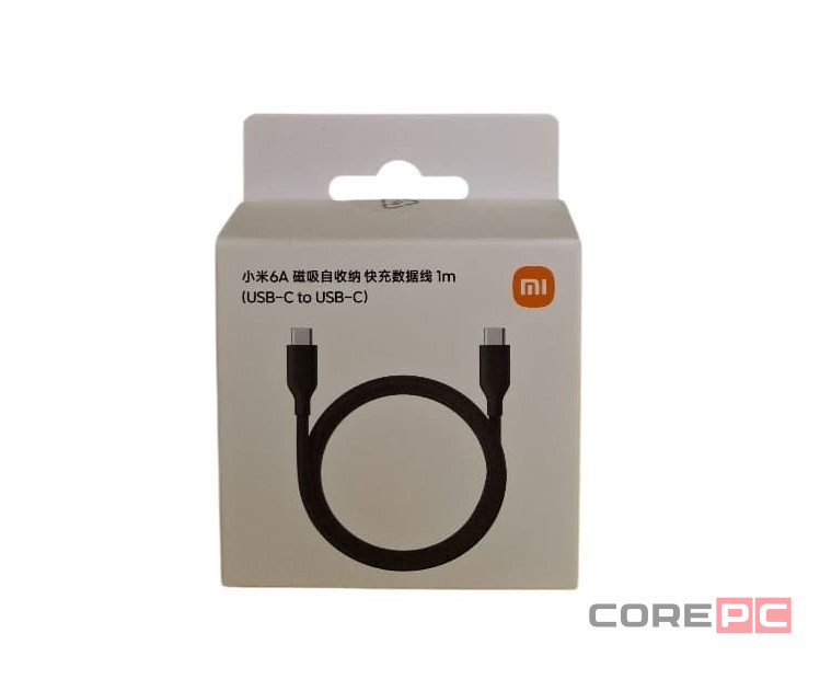 Кабель Xiaomi Magnetic Type-C Type-C 1м 6A (TPE+сталь) черный