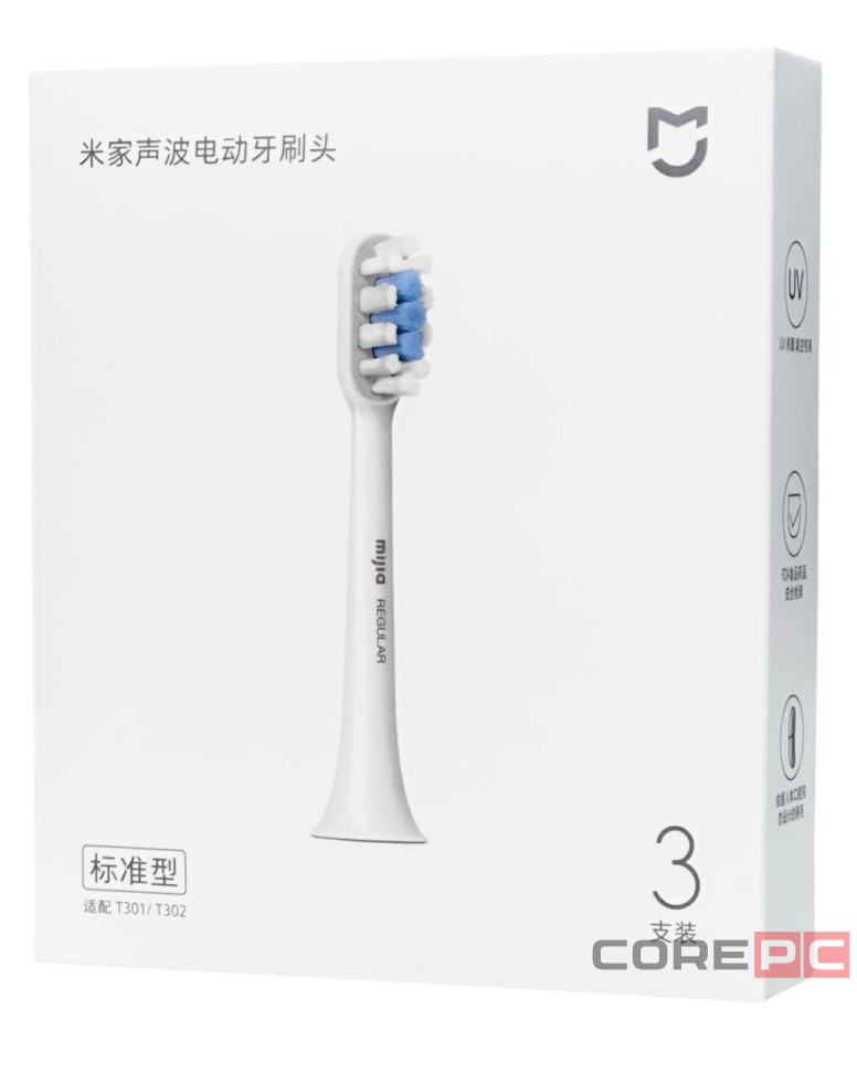 Сменные насадки для зубной щетки Xiaomi MiJia Standart T301/T302 (3шт) MBS303 белые