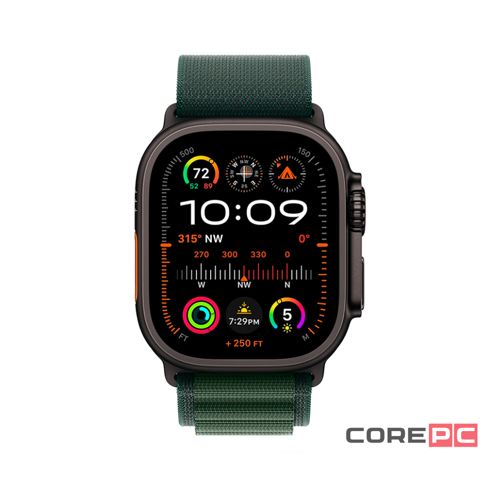 Apple Watch Ultra 2 (2024) 49mm Black Titanium Case with Dark Green Alpine Loop (S)