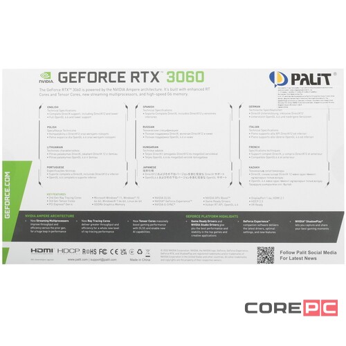 Видеокарта Palit (NE63060019P1-190AF) GeForce RTX 3060 8GB STORMX